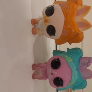 Cute Animal Figurines Set - Orange and Pink